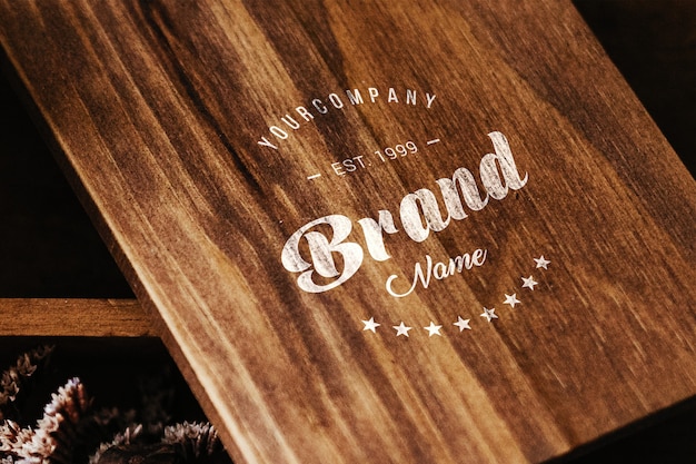 Download Logo on wooden table mock up PSD file | Free Download