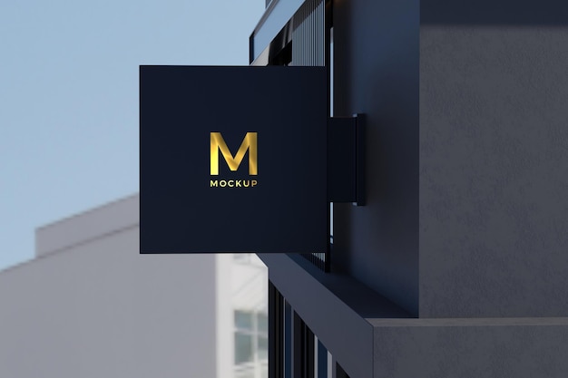 Download Premium PSD | Logo sign mockup rectangle signage box on ...