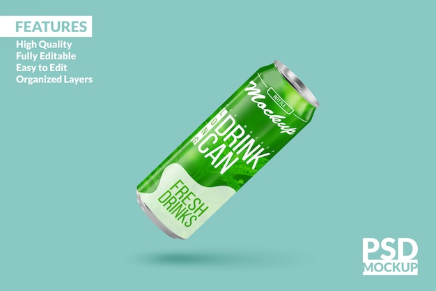 Download Long aluminium drink can mockup | Premium PSD File