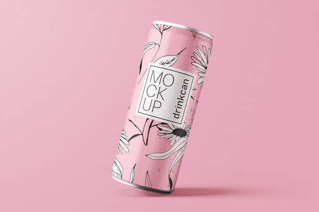 Download Long aluminium drink can mockup PSD file | Premium Download