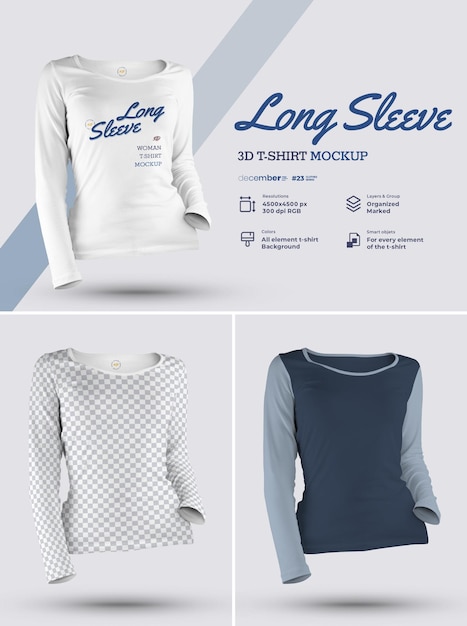 Download Premium Psd Long Sleeve 3d Tshirt Mockup Design Is Easy In Customizing Images Design Tshirt Tshirt And Sleeve Color Of All Elements Thsirt Heather Texture