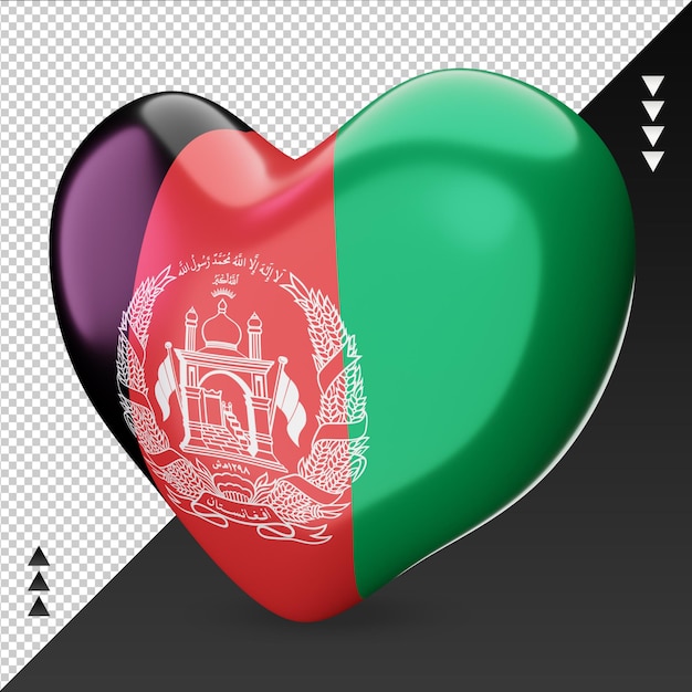 Premium Psd Love Afghanistan Flag Hearth D Rendering Right View