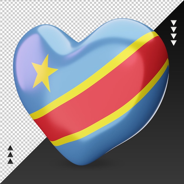 Premium Psd Love Democratic Congo Flag Hearth D Rendering Right View