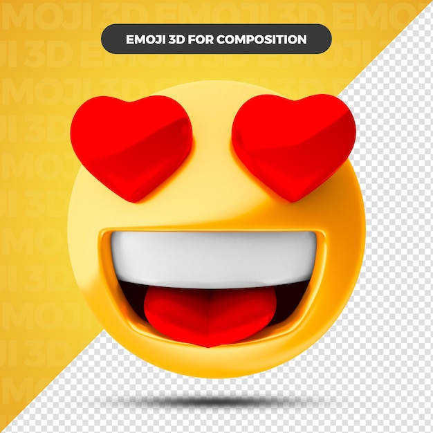 Premium PSD Love Heart Emoji 3d Render For Composition   Love Heart Emoji 3d Render Composition 374720 183 