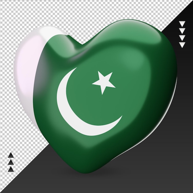 Premium Psd Love Pakistan Flag Hearth D Rendering Right View