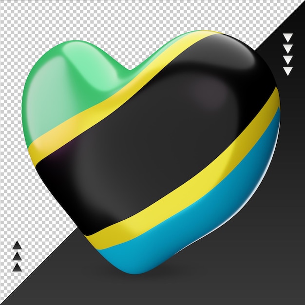 Premium Psd Love Tanzania Flag Hearth D Rendering Right View