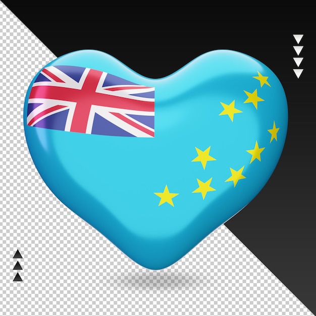 Premium PSD Love Tuvalu Flag Hearth 3d Rendering Front View