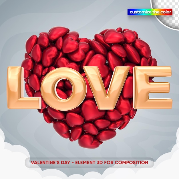 Premium PSD | Love valentine's day illustration in 3d rendering