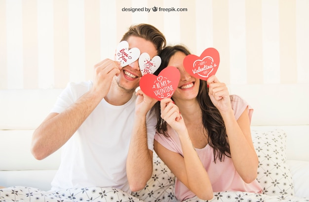 Lovely couple in valentines PSD Template