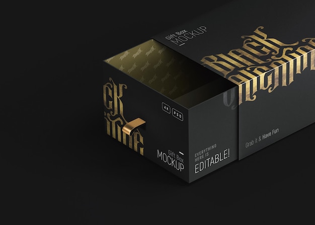 Free PSD | Luxurious black and golden gift box mockup