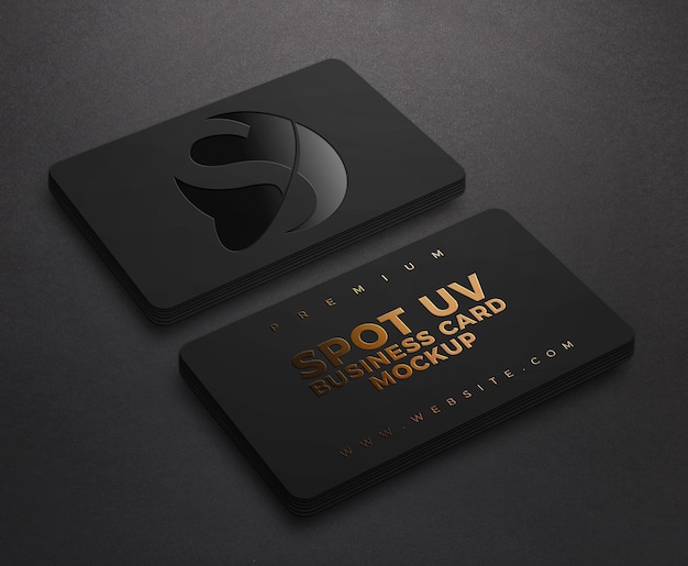 Download Premium Psd Luxury Black Business Card Mockup With Spot Uv And Gold Embossed Effect