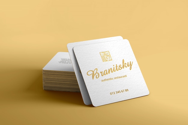 Luxury branding square business card mockup PSD file | Premium Download