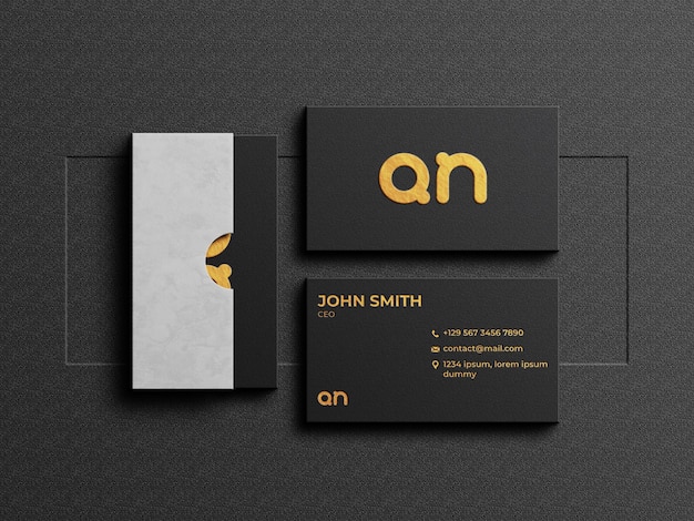 Premium PSD | Luxury business card mockup with card box