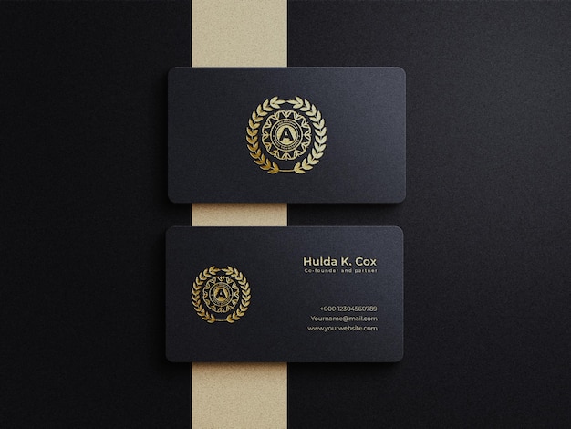 Premium PSD | Luxury business card mockup with gold foil