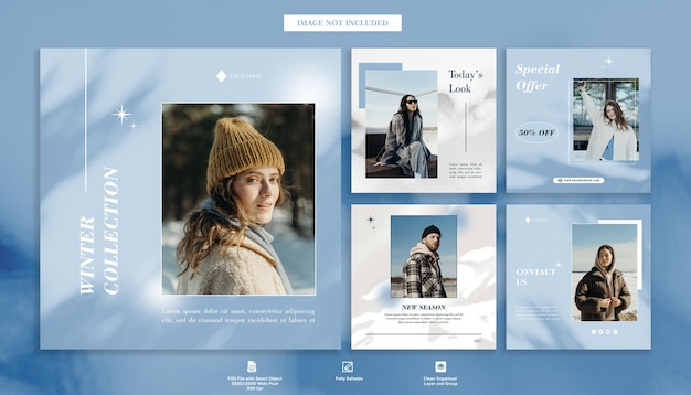 Premium PSD | Luxury elegant blue fashion winter collection 5 instagram ...