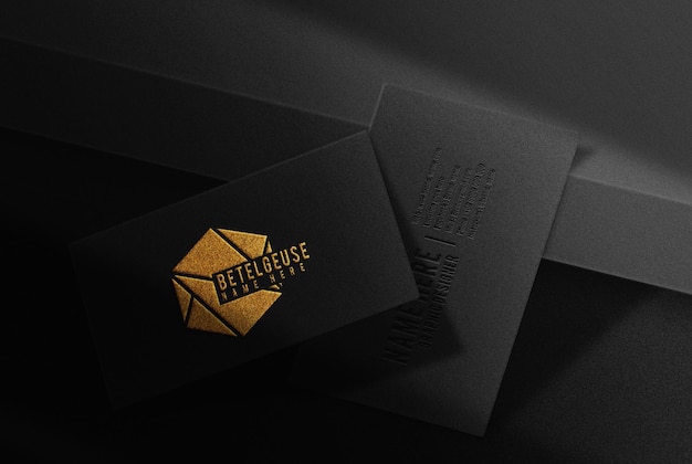 Premium PSD | Luxury gold embossed business card mockup