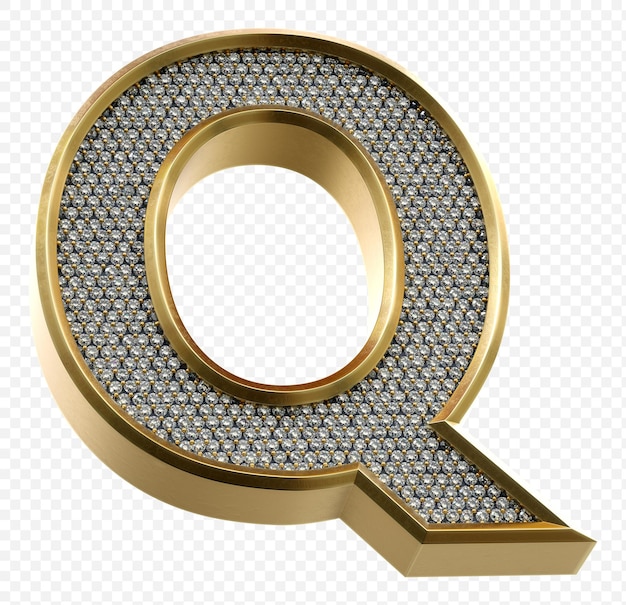 Premium PSD | Luxury golden alphabet with diamonds letter q isolated 3d ...