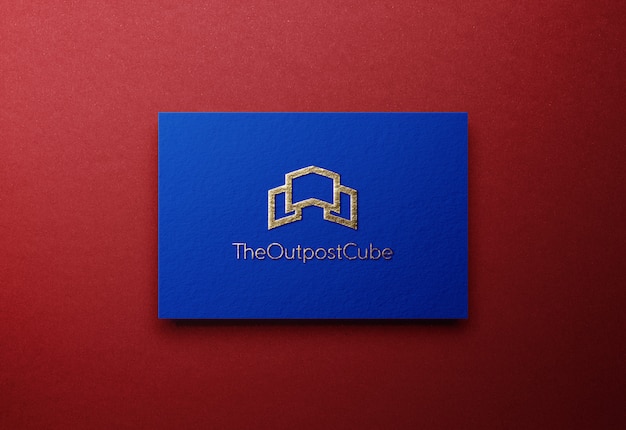 Download Luxury golden logo mockup on blue embossed business card | Premium PSD File