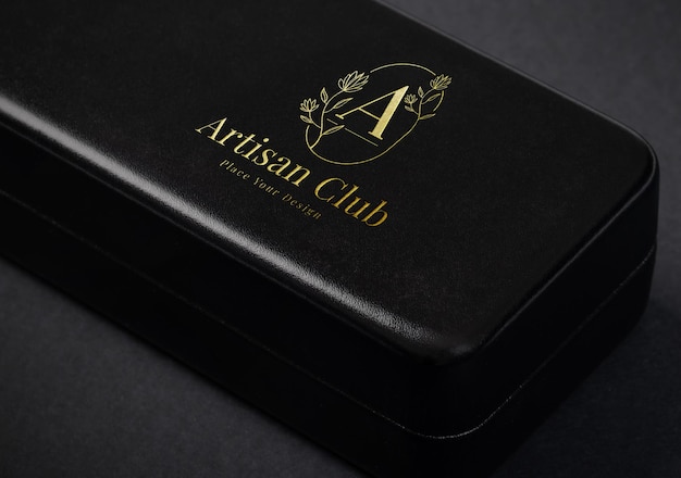 Download Premium PSD | Luxury golden logo mockup on leather box
