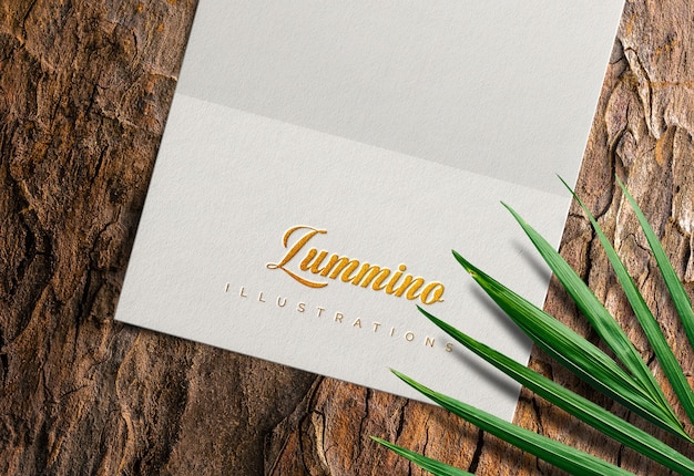 Download Premium PSD | Luxury letterpressed logo mockup on white paper