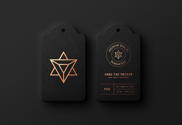 Download Premium PSD | Luxury logo mockup on black hang tag