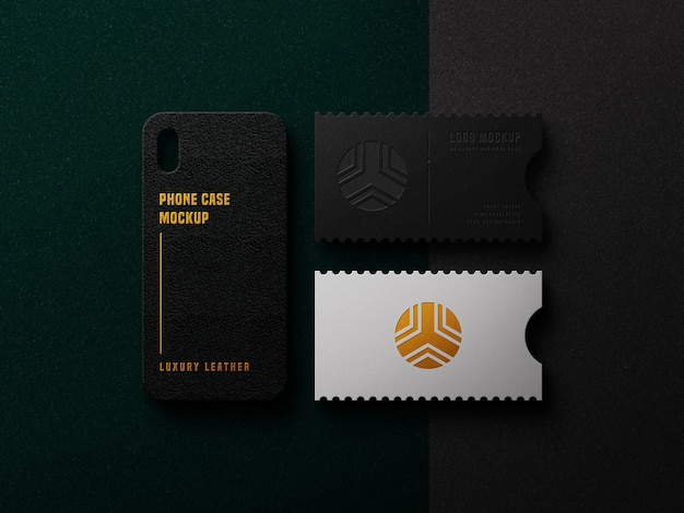  Luxury logo mockup on card and phone case