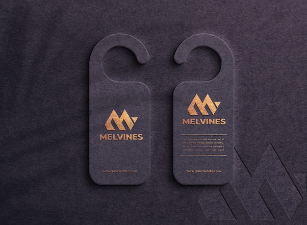 Download Premium PSD | Luxury logo mockup on dark hang tag