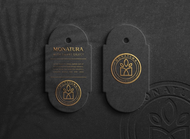 Download Luxury logo mockup on dark hang tag | Premium PSD File