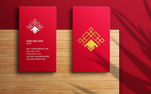 Download Premium PSD | Luxury logo mockup on red business card