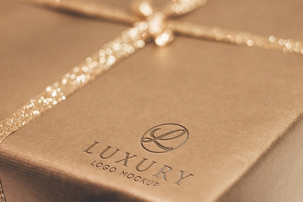 Download Luxury paper box realistic logo mockups, jewelry golden ...