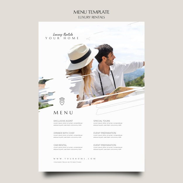 Luxury rental menu template Premium Psd