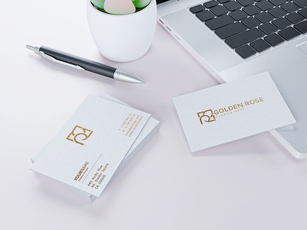 Download Premium PSD | Luxury textured business card on white paper mockup