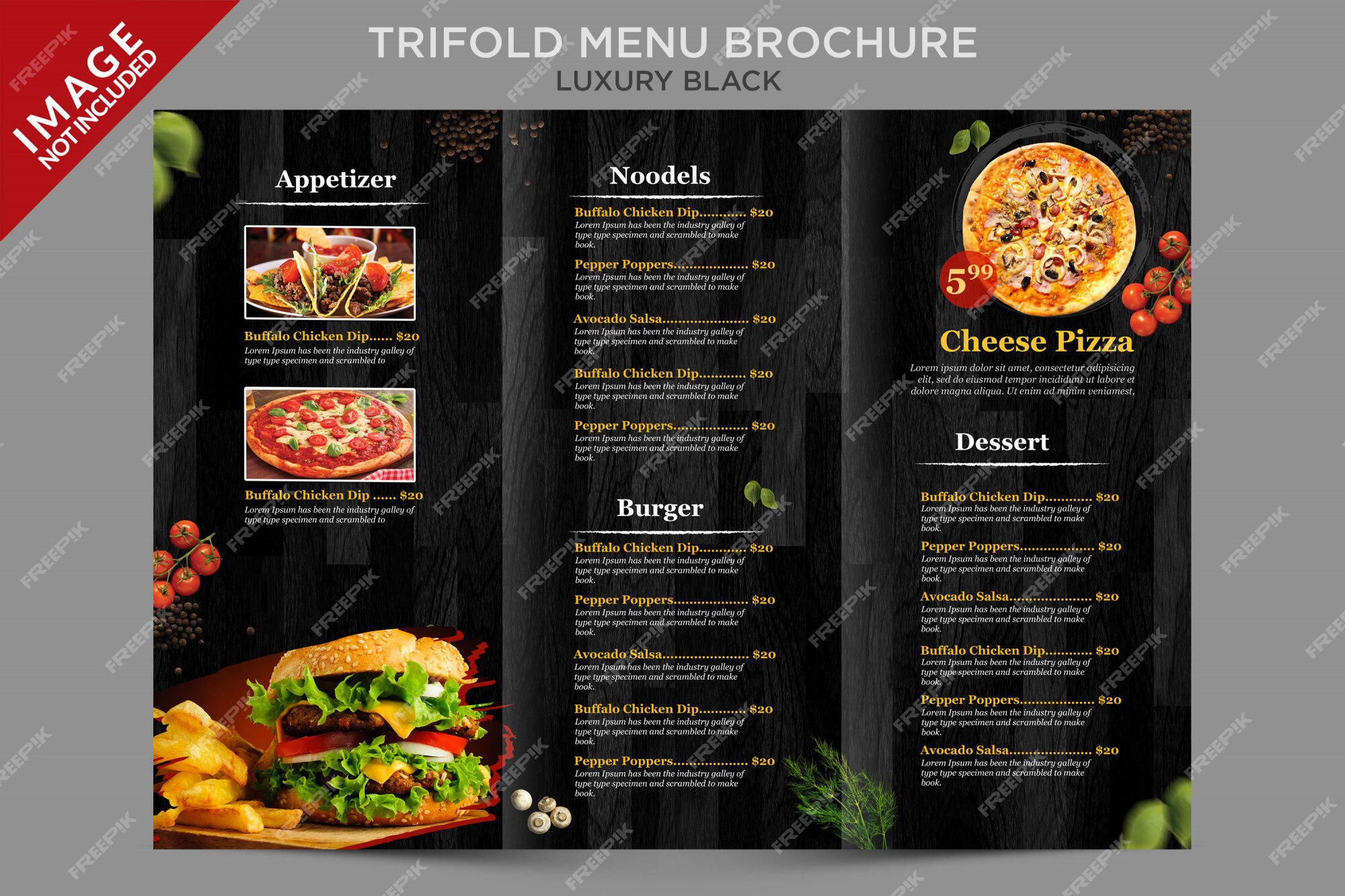 Premium PSD | Luxury trifold menu brochure inside series