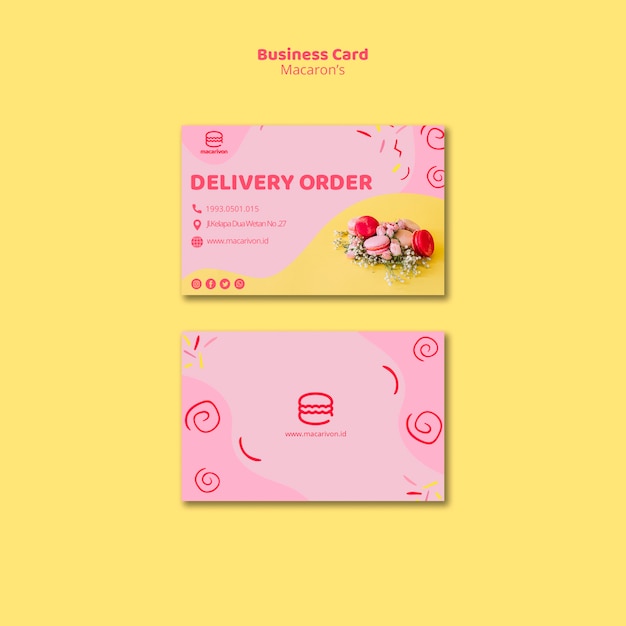 Macaron's delivery order business card | Free PSD File