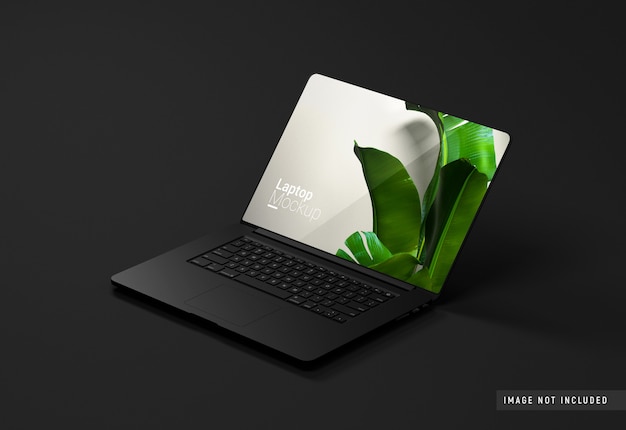 Download Premium PSD | Macbook pro black clay mockup