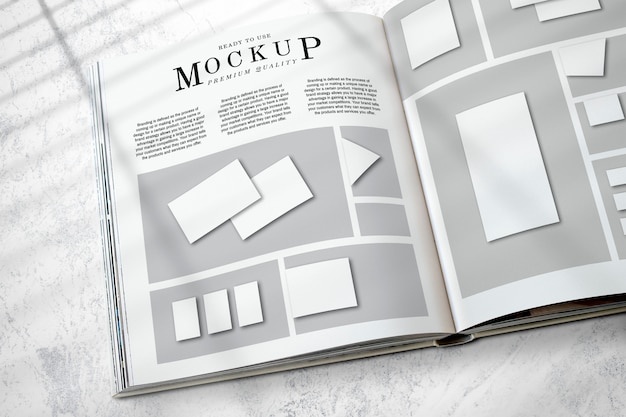 Download Magazine layout mockup on the floor | Free PSD File