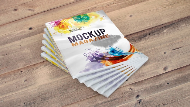 Download Magazine mockup on wooden table PSD file | Free Download