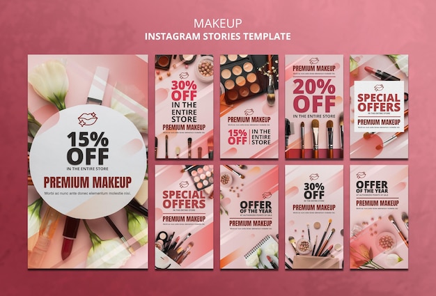 Makeup offer instagram stories template Premium Psd
