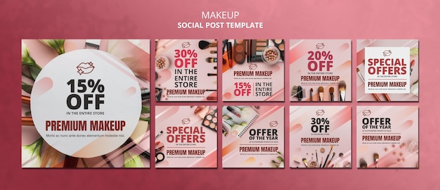Makeup offer social media post template Premium Psd