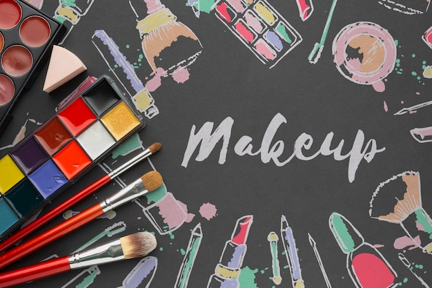 Download Makeup palette on table mock-up PSD file | Free Download