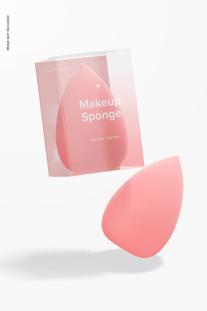 Free PSD | Makeup sponge mockup, falling