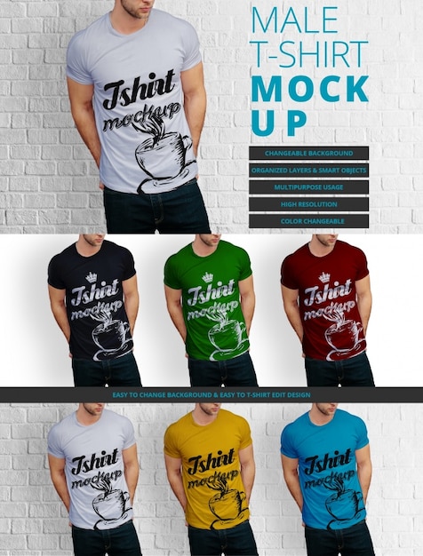 Download Male t-shirt mock up design PSD file | Free Download