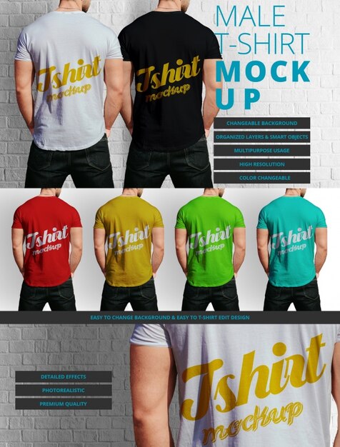 Male t-shirt mock up design PSD file | Free Download