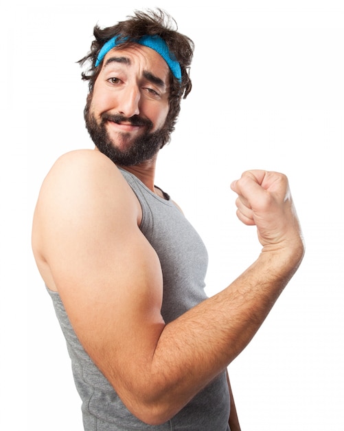 Man squeezing the biceps PSD file | Free Download