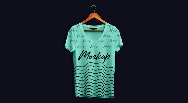 Download Man t-shirt mockup v neck teal hanging PSD file | Premium ... PSD Mockup Templates