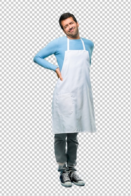 Download Premium Psd Man Wearing An Apron Unhappy And Suffering From Backache For Having Made An Effort