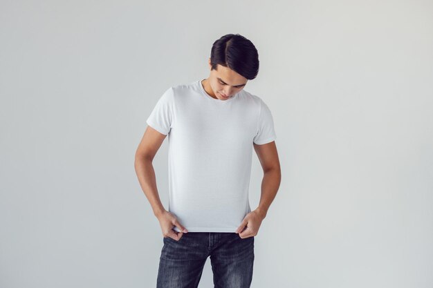 Download Premium PSD | Man wearing shirts mockup design