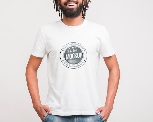Download Man wearing t-shirt mockup | Free PSD File