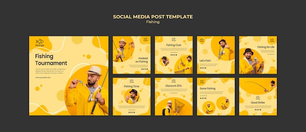 Download Free Psd Fishing Tournament Man In Yellow Fishing Coat Square Flyer PSD Mockup Templates