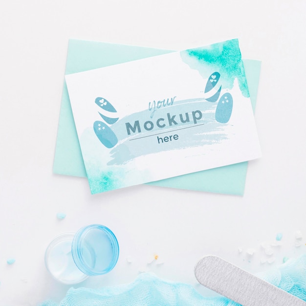 Download Free PSD | Manicure elements arrangement with card mock-up